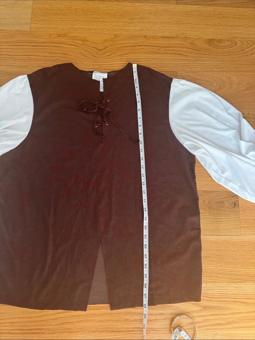 Kids Two-Tone Lace-Up Top in Brown and White